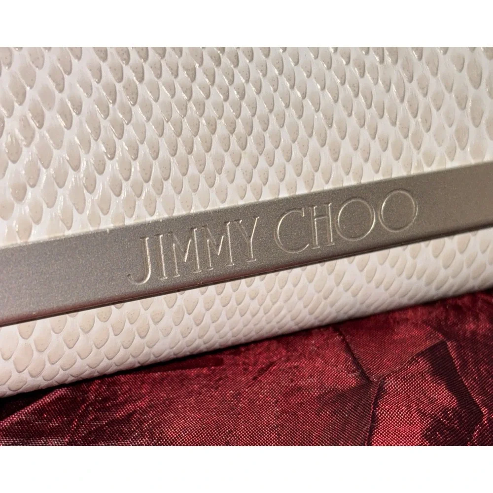 Jimmy Choo Eyeglass/Sunglass Hard Case Faux‎ Beige Snakeskin Standard Size EUC